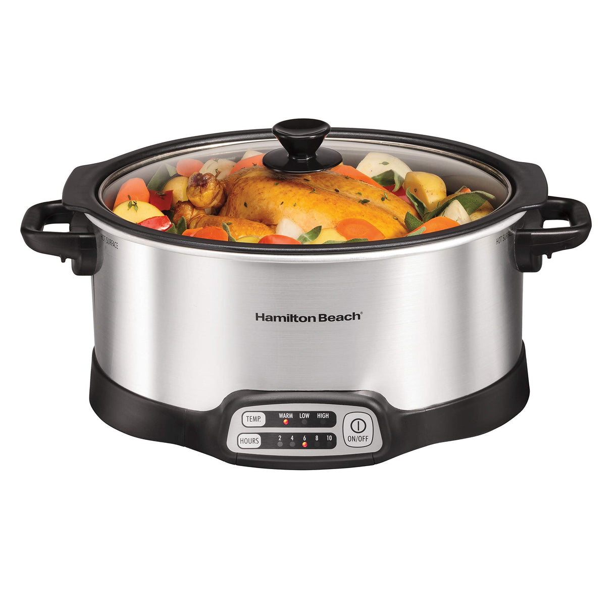 Hamilton Beach 33662 Programmable Slow Cooker with 6 Quart Stovetop-Safe Sear & Cook Crock, Silver Hamilton Beach