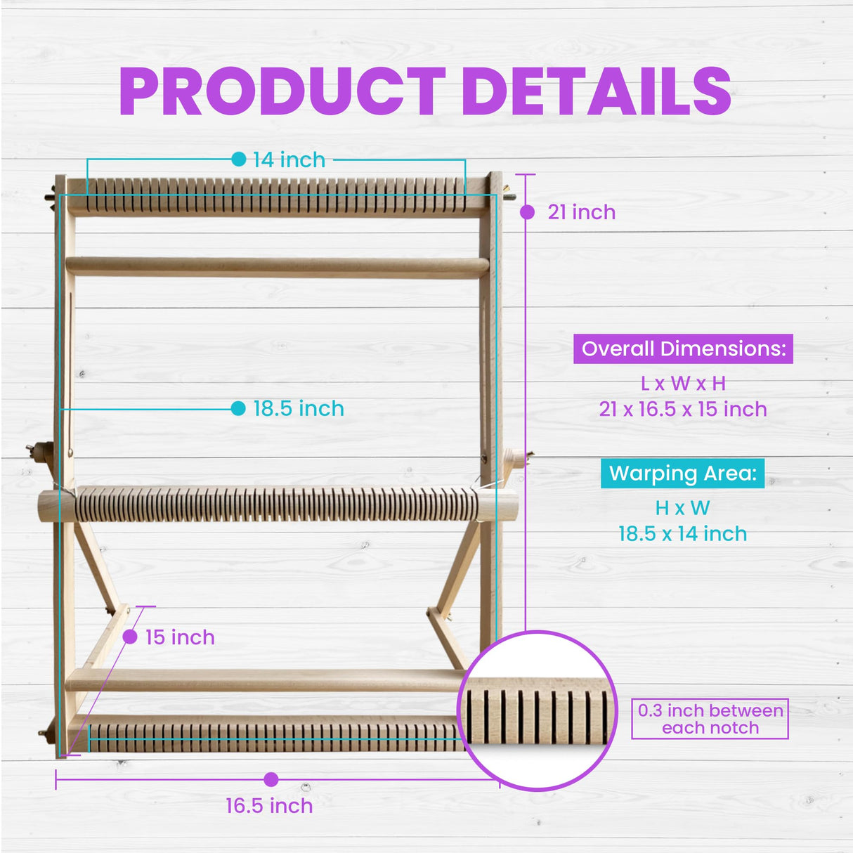 Olikraft Weaving Loom for Kids & Adults with Adjustable Stand - Wooden Loom. Weaving Kit. Telar. (Large) Olikraft