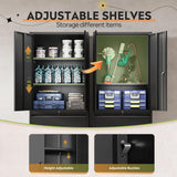 DEVAISE File Cabinet with 2 Drawers and Doors, Locking Metal Storage Cabinet with Adjustable Shelves for Home Office, Warehouse, Garage, School (Black) DEVAISE