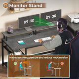 SEDETA 59" Office Desk with Drawers, Reversible Computer Desk with File Drawers & Storage, Gaming Desk with LED Lights & Power Outlet, Home Office Desks for Printer, Grey SEDETA