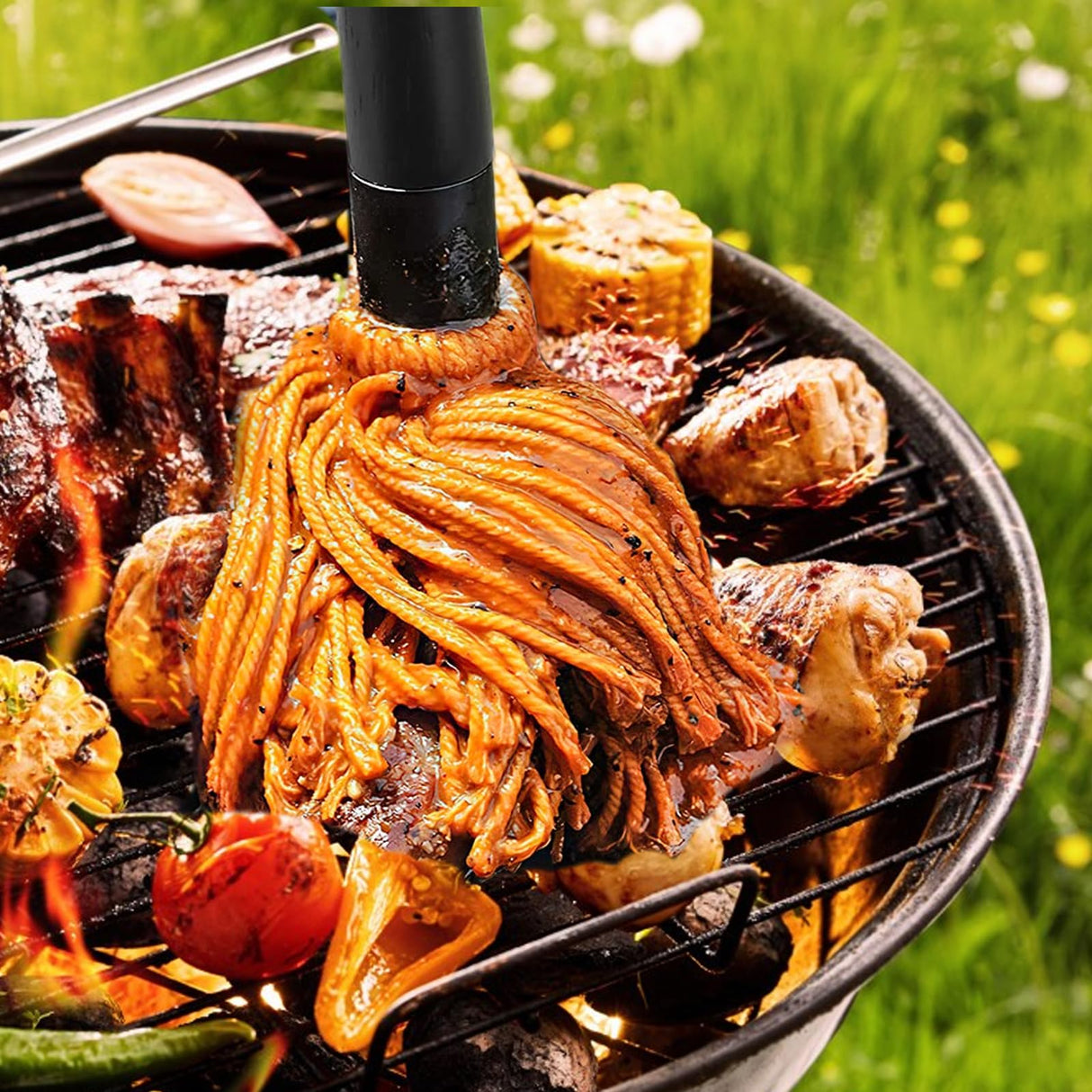 GEEKHOM Grill Basting Mop, Grilling Basting Mops Brushes with Long Wood Handle and Replacement Heads BBQ Sauce Brush for Barbecue Baking Smoking Roasting Steak Cooking, 18 inch GEEKHOM