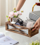 Venalys Wooden Toilet Tank Basket, Rustic Bathroom Decor Box, Farmhouse Toilet Paper Organizer Holder, Decorative Bathroom Storage Basket, Barn Door (Brown) Venalys