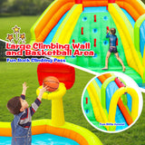 WELLFUNTIME Inflatable Water Double Slides Park, Bounce House with Arched Water Gun Spray, Jumping Castle with Air Blower WELLFUNTIME