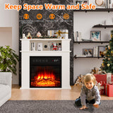 BOSSIN 28" Electric Fireplace with Mantel, 18 inch Electric Fireplace Insert with Remote Control, 5 Adjustable Brightness, Freestanding Mantel Fireplace with Storage Shelf for Living Room,White BOSSIN