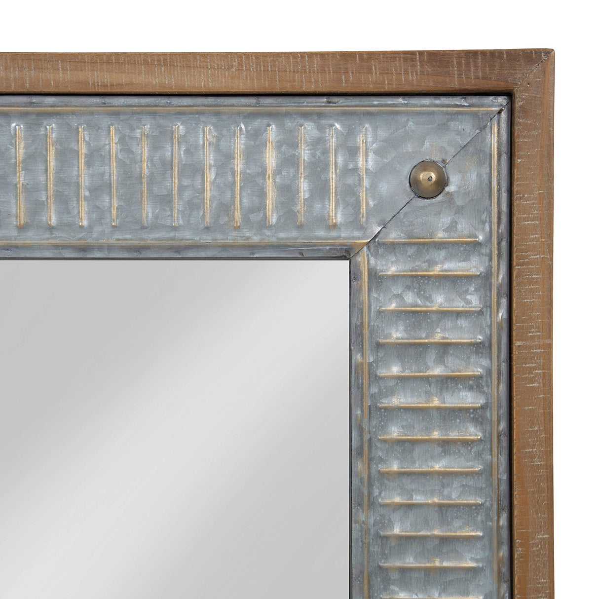 Kate and Laurel Deely Farmhouse Wall Mirror, 20 x 30, Rustic Brown and Silver, Rustic Wall Decor with Galvanized Metal Frame Kate and Laurel