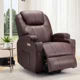 Esright Power Lift Recliner Chair for Elderly, Electric Lift Chair Sofa with Side Pockets, USB & Type-C Ports, Cup Holders, Brown, PU Leather Esright