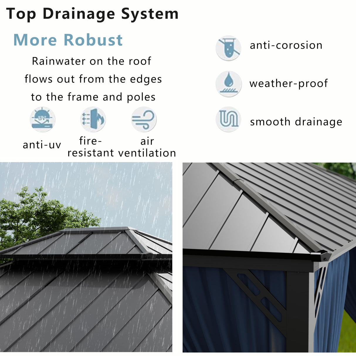 ASJMR 12x16ft Gazebo Metal Roof Hardtop Gazebo, Aluminum Outdoor Pergola with Curtains and Netting, 2-Layer Hard top Galvanized Iron Pergola Suitable for Courtyards, Backyards,Decks,and Grass,Pool ASJMR