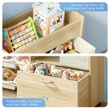 Toy Storage Organizer for Kids, 9-Bin Toy Organizer with 2-Drawers,Movable Toy Chest and Top Rack, Multifunctional Kids Bookshelf and Toy Storage for Living Room, Playroom, Bedroom, Nursery, White EXPERLAM