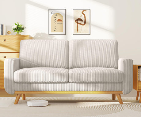 Vesgantti 68" Loveseat Sofa Light Grey, Comfy Corduroy Couch with Spring Cushion and Solid Wood, Modern Deep Seat for Bedroom, Living Room, Office Vesgantti