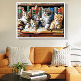 300 Piece Puzzle for Adults, Cats Library Jigsaw Puzzle, Funny Kitten Bookshelf Puzzles, Animal Pet Lover Challenging Puzzles for Friends Family Activity Game Nights Gifts, 20.5x15 in VOLUVOLU