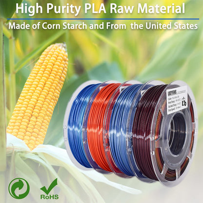 3D Printer Filament Bundle, PLA Filament Silk Shiny PLA Filament 1.75mm +/- 0.02mm, 3D Printing Filament 200g x 4 Spools - WoodArtSupply