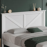 Yaheetech Wood Bed Queen, Farmhouse White Rubberwood Platform Bed Frame with V-Designed Headboard, Sturdy Wooden Support Slats, Holds up to 800 Pounds, Noise-Free, Easy Assembly Yaheetech