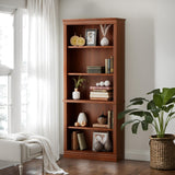 Furniwell 5-Shelf Tall Cherry Bookcase – Elegant Open Display Storage for Any Room Furniwell