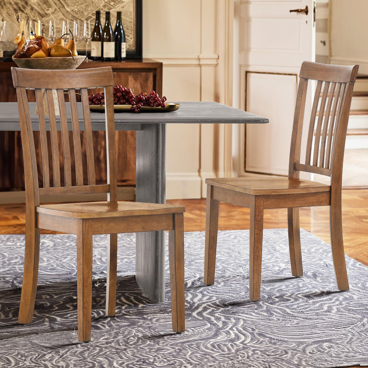 COLAMY Wooden Dining Chairs Set of 4, Spindle High Back Windsor Kitchen Side Chair, Farmhouse Dining Chairs for Kitchen and Dining Room, Light Brown COLAMY