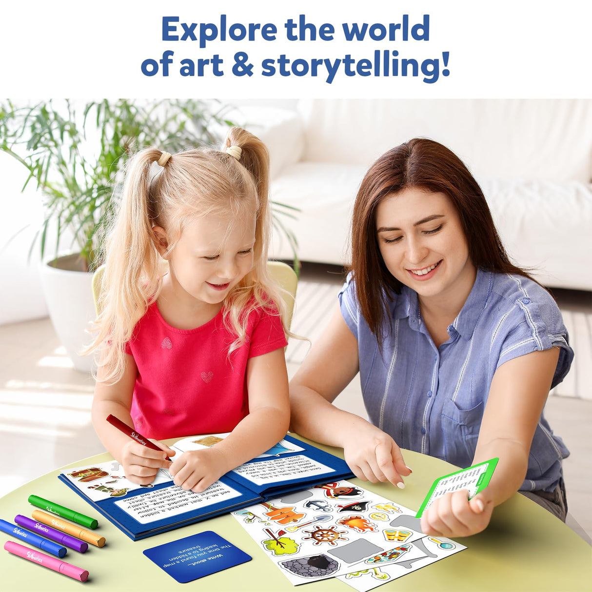 Skillmatics Storybook Art Kit - Create Adventure Stories, DIY Craft & Writing Kit with 300+ Stickers, Scrapbooking & Journal Activity, Gifts for Kids Ages 5, 6, 7, 8, 9, 10 Skillmatics