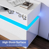 chartustriable LED TV Stand for 75 Inch TV, Modern Tall Entertainment Center with Storage, High Gloss Gaming TV Media Console with Glass Shelf for Living Room, 63 Inch, White chartustriable