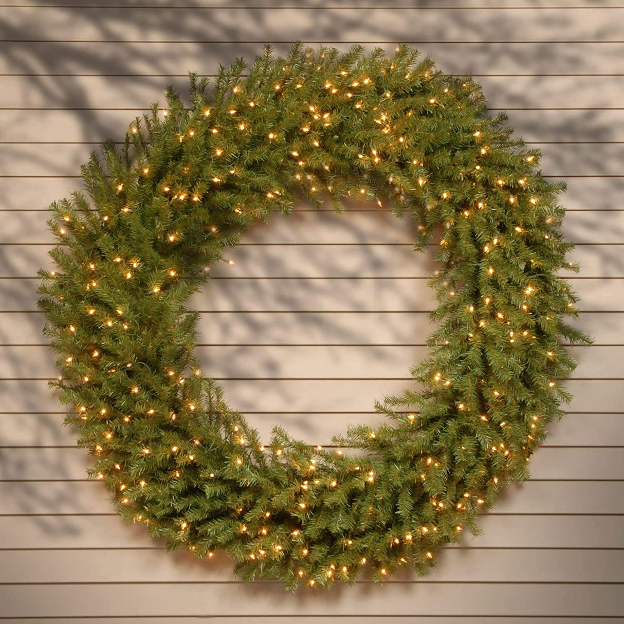 National Tree Company Pre-Lit Artificial Christmas Wreath, Green, Norwood Fir, White Lights, Christmas Collection, 60 Inches National Tree Company