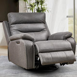 ROYALSON Dual OKIN Motor Power Recliner Chairs Swivel Rocker Recliner with One-Key Reset Button for Elderly Nursery Infinite Position, Power Headrest and USB Port,Faux Leather (Grey) ROYALSON