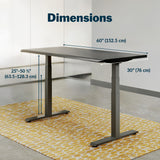 Vari ComfortEdge 60x30 Adjustable Desk - Electric Adjustable Height Standing Desk, Black - Sloped Ergonomic Front Edge and Stable T-Style Legs - Easy Vari