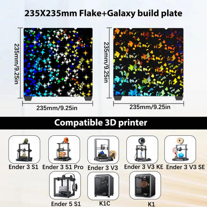 JUUPINE 3D Printer Platform K1C K1 Build Plate 235X235mm, Upgrade H1H Build Plate Flake+Galaxy Spring Steel Sheet for K1C/K1/ Ender-3 S1/S1 Pro/Ender-5 S1/Ender-3 V3/Ender-3 V3 KE/Ender-3V3 S - WoodArtSupply