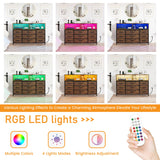 eiskah Dresser for Bedroom, Led Dresser TV Stand with Power Outlets and LED Lights, Long Fabric Dressers Wide Chest of Drawers with Large Organizer for Living Room, Entryway, Hallway,Rustic Brown eiskah