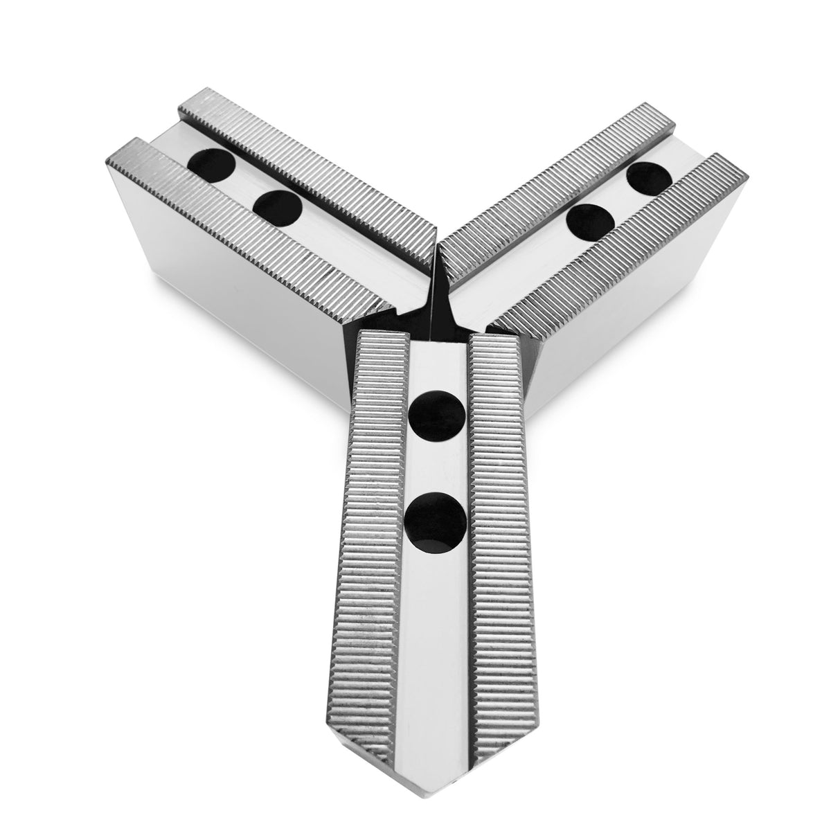 Lathe Chuck Serrated Aluminum Soft Jaws Set (3 Pcs) for 6" (B-206) Kitagawa, Samchully Chucks, Pointed, 2" Height- By Turner Workholding Turner Workholding