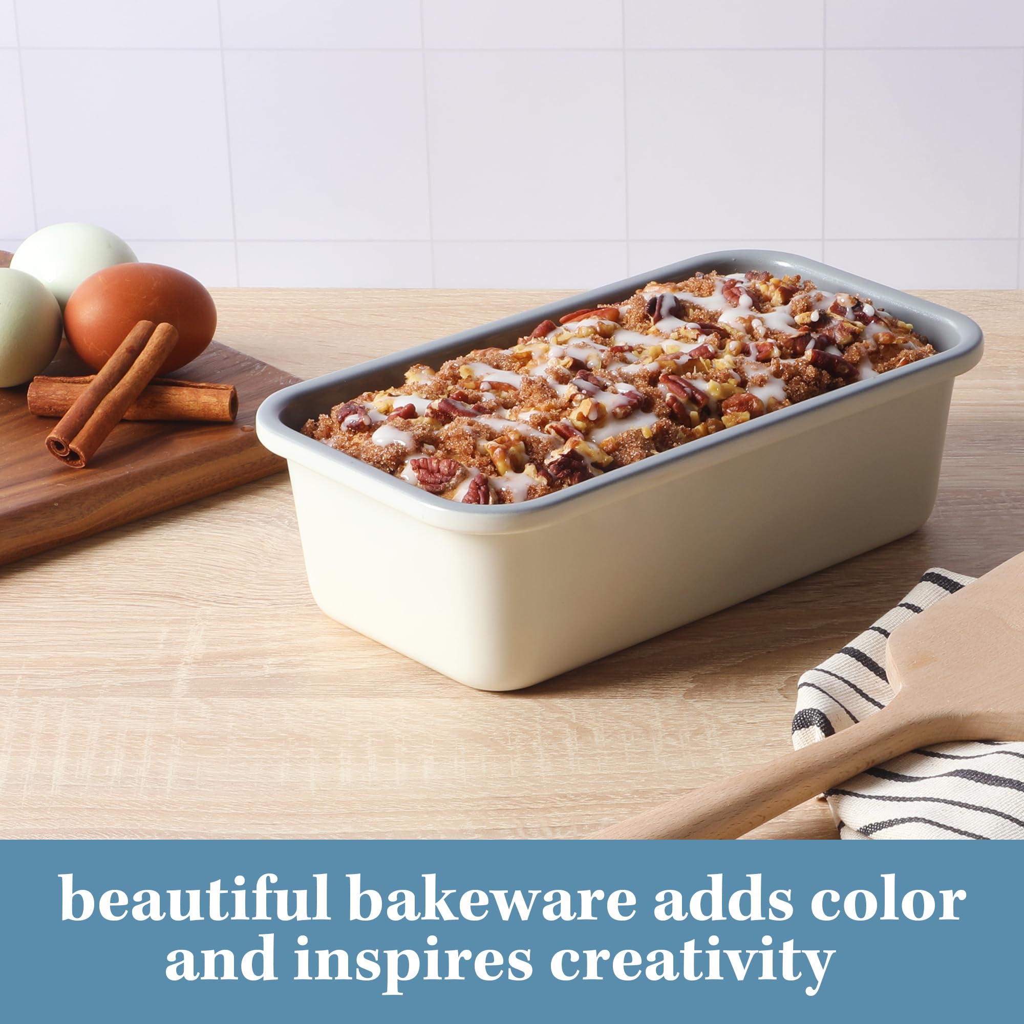 Sur La Table Kitchen Essentials Bake Sale 9 X 5 Inch PFOA, PFAS, PTFE Free Nonstick Loaf Pan - Linen White - Thumbnail 3