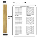 W&S 10pack Peel and Stick Real Wood Planks for Wall, Stick On Faux Teak Wood Panels for Bedroom,Living Room,RV, Adhesive Wooden Paneling for Interior Accent Wall, Self Stick Shiplap Boards (12.4Sq.Ft) W&S WOOD & STONE