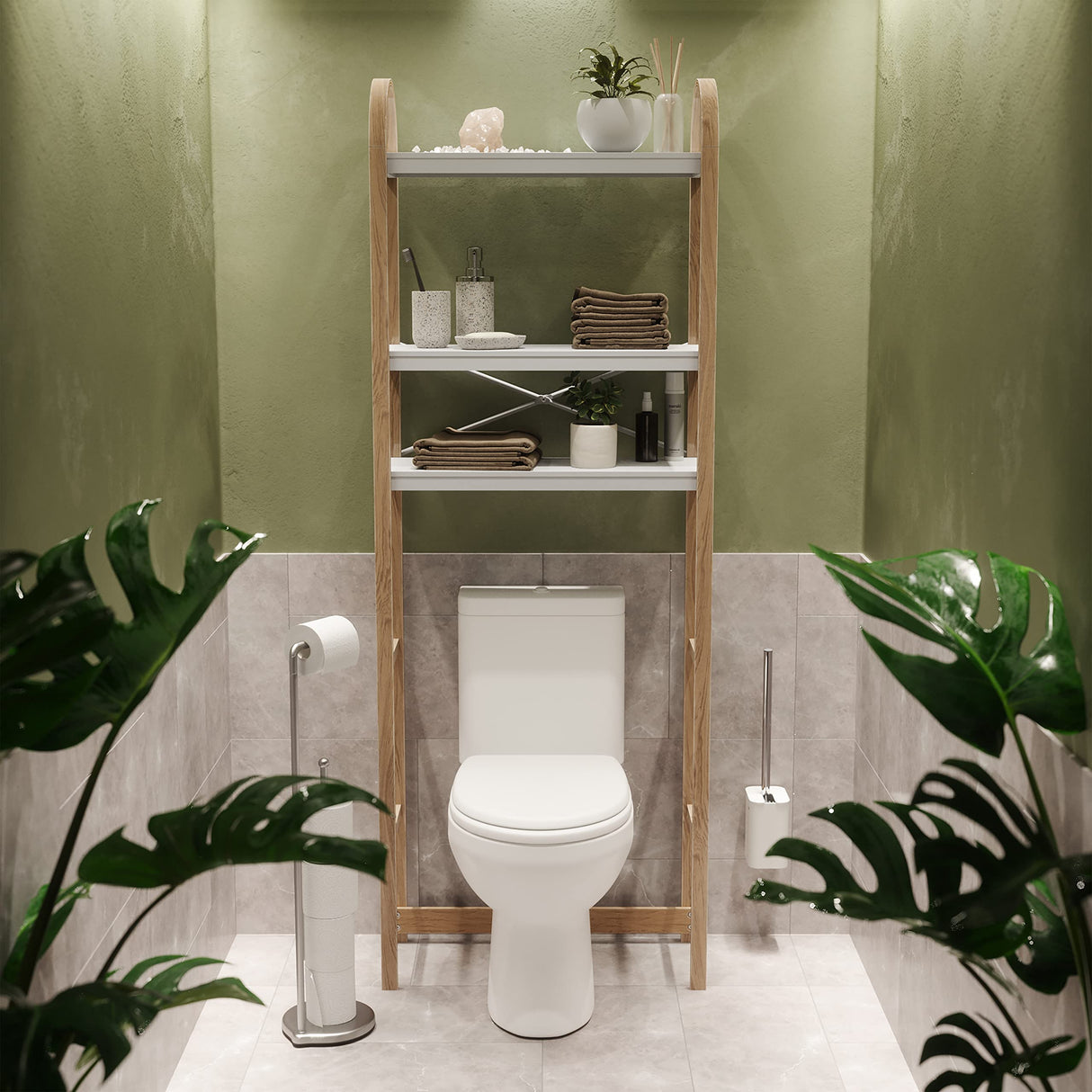 Umbra Bellwood Over The Toilet Shelf System, White/Natural Umbra