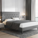Allewie Light Grey Upholstered Full Size Bed Frame with Adjustable Headboard Allewie