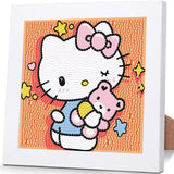 Sretoul Cartoon Diamond Art Kits for Kids with Frame - Kid Diamond Art Painting Kit Cartoon, Cute Gem Arts for Kids Ages 4 6 8 12, Easy DIY Crystal Gem Kits for Children Girls Boys Gifts (7x7 inch) Sretoul