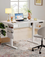 Marsail Standing Desk Adjustable Height,48"*28" Electric Standing White Deskwith Storage Bag,Sit Stand up Deskfor Home Office Writing Computer Table,4 Memory Preset with Headphone Hook,Cable Manager Marsail