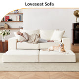 Modular Sectional Loveseat Cloud Sofa, Boneless Couch with Non Slip Base, Modern Sleeper Sofa for Customizable Living Spaces, Cozy Modular Couch with L-Shape Chaise, Deep Seat & No Assembly, Beige CozyMine