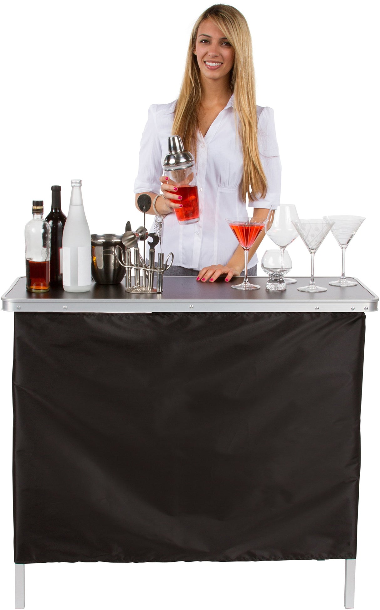 Portable Bar Table with Carrying Case and Skirt by Trademark Innovations Trademark Innovations