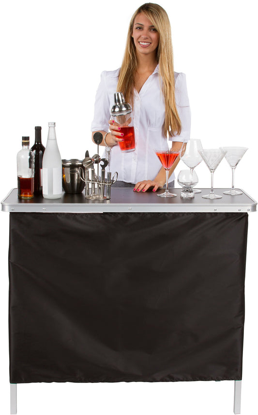 Portable Bar Table with Carrying Case and Skirt by Trademark Innovations - WoodArtSupply