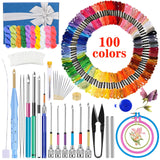 JUPEAN Punch Needle Embroidery Kits, 156 Pcs Punch Needle Tool, 110 Pcs Embroidery Thread and Hoops, Punch Needles Kit for Beginners JUPEAN