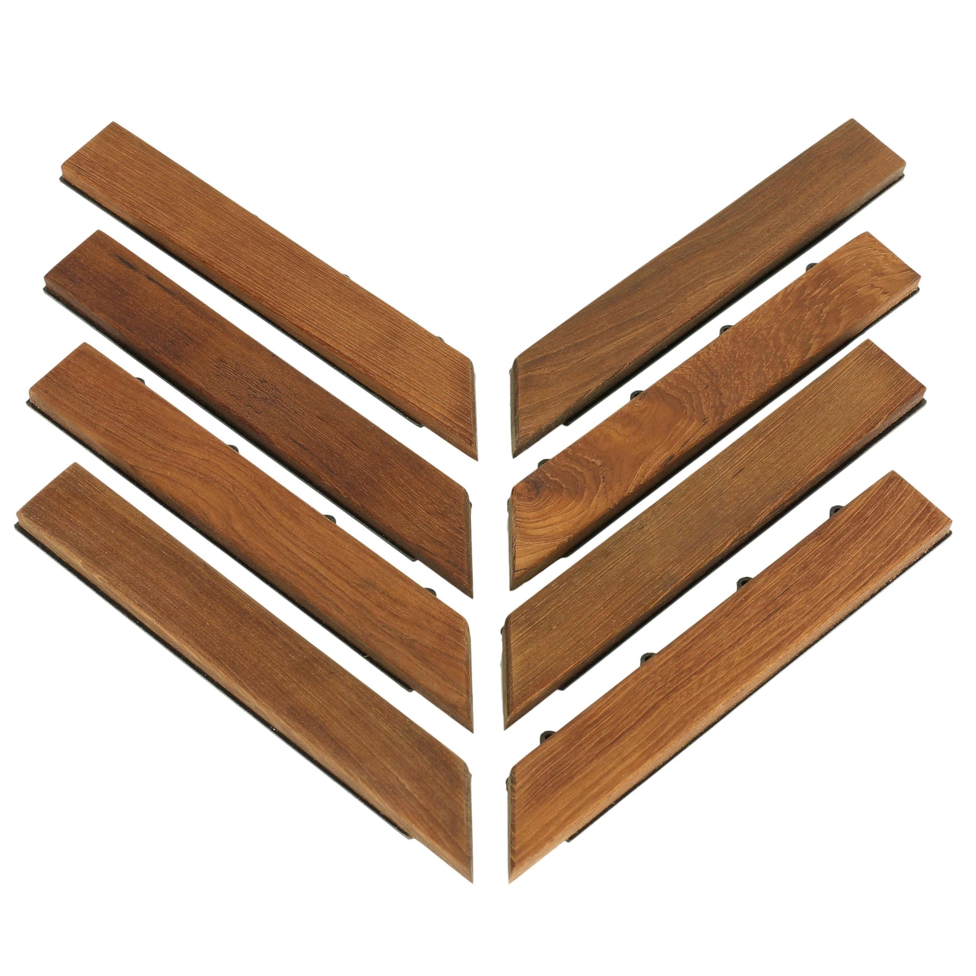 Bare Decor EZ-Floor Corner Trim Piece Interlocking Flooring in Solid Teak Wood (Set of 8), Oiled Finish - WoodArtSupply