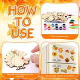 Relaxweex 24 Pcs Fall DIY Wooden Magnets, Thanksgiving Autumn Wood Painting Art Crafts, Pumpkin Fridge Magnets Craft Kits for Activities Gifts Home Party Relaxweex