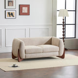 Christopher Knight Home Alma 63" Boucle Loveseat with Wood Legs, 2 Seater Sofa Couches for Living Room, Upholstered Couch Chair, Soft Seating Lounge Sofa Chair, Cozy Loveseat with Armrest, Almond Christopher Knight Home