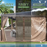 SHPAI 12’ x 20’ Lean to Gazebo, Outdoor Wall Mounted Gazebo Aluminum Frame, Hardtop Pergola with Galvanized Steel Sloping Roof for Patio Deck Garden Backyard, Curtain and Netting Included SHPAI