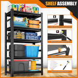 PRESTELION 5-Tier Storage Shelving 32" W Steel Heavy Duty Shelving Unit with Shelves for Heavy Duty Metal Shelving Adjustable Garage Shelving Rack Storage Kitchen, 63" H X 32" W X 16" D, Black PRESTELION