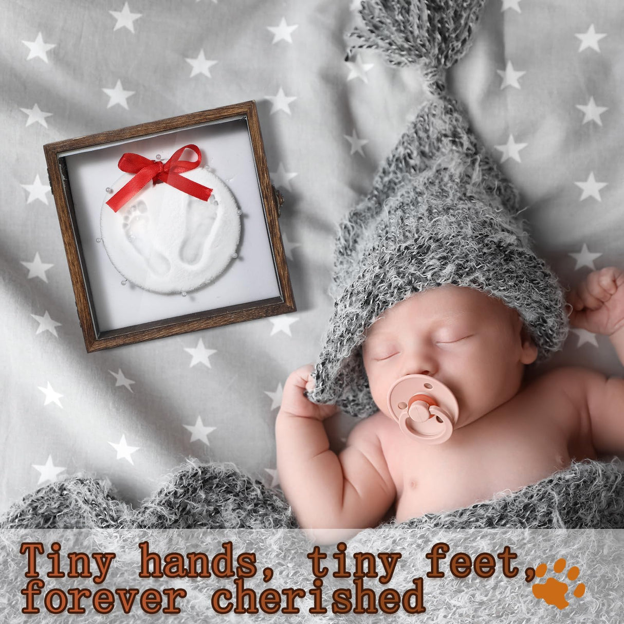 Chunful Dog Memorial Shadow Box with Paw Print Kit 5.9'' x 5.9'' Customized Clay Impression Kit Wooden Keepsake Display CasePet Christmas Ornament Gifts for Pet Lovers Dog Cat DIY Ornament Chunful