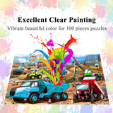 HUADADA Puzzles for Kids Ages 4-8, Construction Vehicles 100 Piece Puzzles for Kids Educational Jigsaw Puzzles Toys for Boys and Girls Age 4, 5, 6, 7, 8-10 Years Old (15" x 10") HUADADA