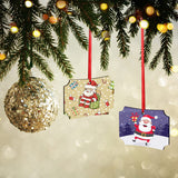Christmas Sublimation Blank Pendants Double Side MDF Personalized Blank Bulk Heat Transfer Blank Hanging Pendant White Sublimation Ornament with Red Ribbon for DIY Decor Craft 12 Pieces (Rectangle) HooAMI