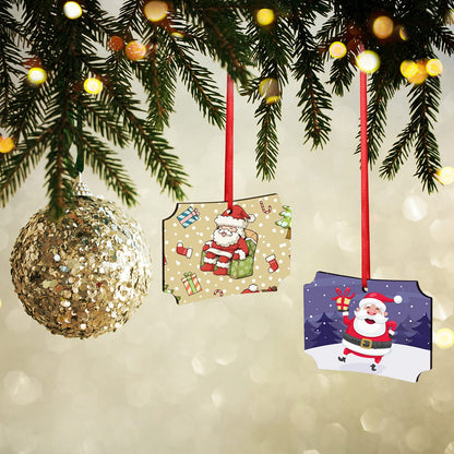 Christmas Sublimation Blank Pendants Double Side MDF Personalized Blank Bulk Heat Transfer Blank Hanging Pendant White Sublimation Ornament with Red Ribbon for DIY Decor Craft 12 Pieces (Rectangle)