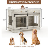 Large Dog Furniture Crate, 47 Inch Furniture Style Dog Crate with Removable Divier for Large/Medium/Small Dogs，Grey Garvee