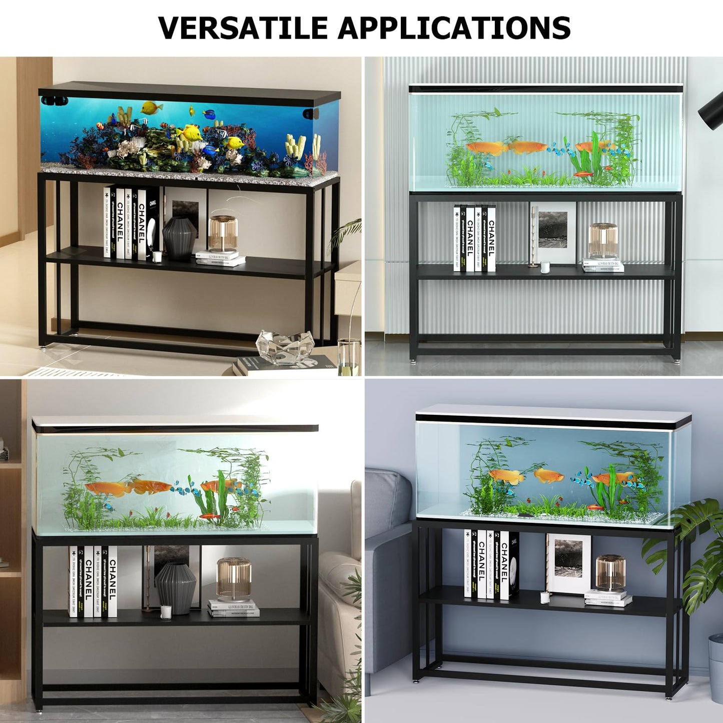 Likeem Fish Tank Stand Metal Aquarium Stand 55 Gallon Aquarium Turtle Tank 48.4" x 14.17" x 29.5" - WoodArtSupply