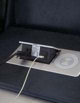 Signature Design by Ashley Fyne-Dyme Contemporary Power Reclining Sofa with USB Charging Ports and Adjustable Headrest, Blue Signature Design by Ashley