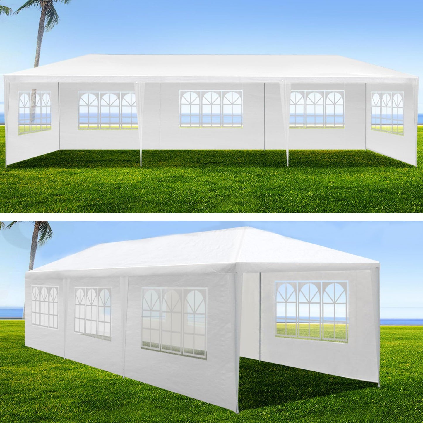 MMTGO 10x30 FT Outdoor Canopy Tent, with 5 Removable Sidewalls and Transparent Windows, Outdoor Party Tent Wedding Birthday Tents, Outside Gazebo Event Tent for Garden Patio and Backyard