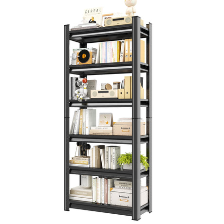 Notmise Book Shelf Adjustable 6-Tier Heavy Duty, Tall Black Metal Shelves, Storage Solution for Library Office (81.8" H * 35.4" W * 15.7" D) Notmise